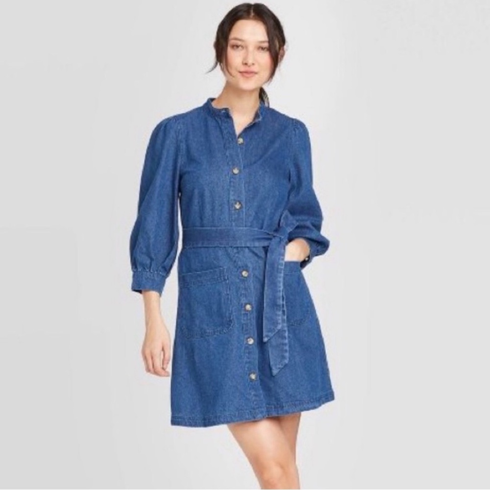 Indigo Denim Mini Dress l Who What Wear